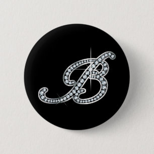 Chapa Redonda De 5 Cm Guión B "Diamond Bling"