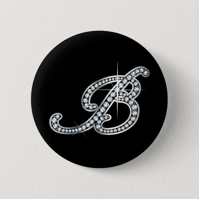 Chapa Redonda De 5 Cm Guión B "Diamond Bling" (Anverso)
