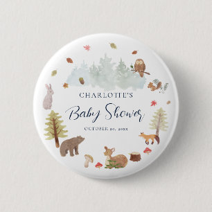 Chapa Redonda De 5 Cm Guión de Animales del Bosque para Baby Shower de O