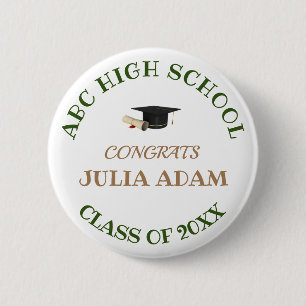 Chapa Redonda De 5 Cm Guión de celebración de graduación de secundaria s