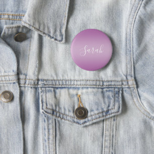 Chapa Redonda De 5 Cm Guión de texto blanco y ombre suave mauve editable