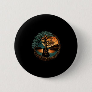 Chapa Redonda De 5 Cm Guitarra acústica árbol junto al lago música de la