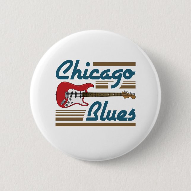 Chapa Redonda De 5 Cm Guitarra musical del Blues de Chicago (Anverso)