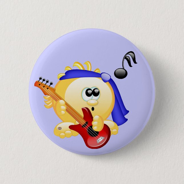 Chapa Redonda De 5 Cm Guitarrista de la música (Anverso)