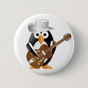 Chapa Redonda De 5 Cm Guitarrista pingüino