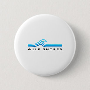 Chapa Redonda De 5 Cm Gulf Shores Alama Recuerdo Olas Vintage Hombres Mu