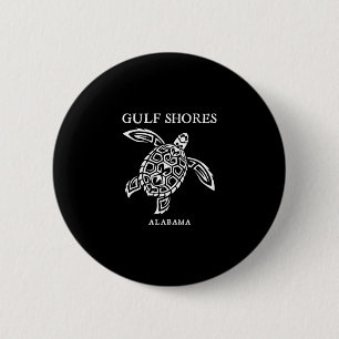 Chapa Redonda De 5 Cm Gulf Shores Alama Retro Tortuga Marina Niños Niñas