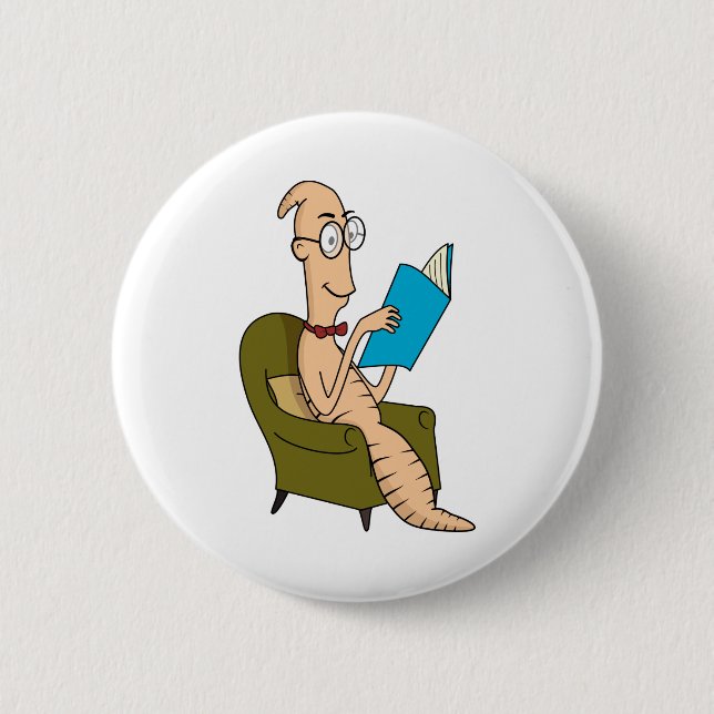 Chapa Redonda De 5 Cm Gusano de biblioteca (Anverso)