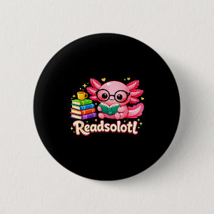 Chapa Redonda De 5 Cm Gusano de libro adorable y divertido axolotl reads