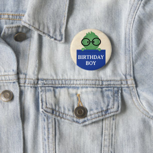 Chapa Redonda De 5 Cm Gusano de libros Cumpleaños personalizado niño