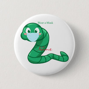 Chapa Redonda De 5 Cm Gusano Kawaii Verde Thunder_Cove