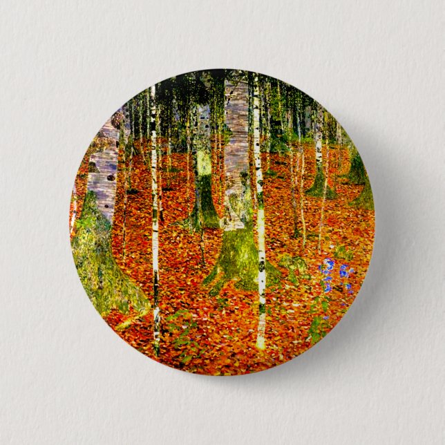 Chapa Redonda De 5 Cm Gustav Klimt Birch Trees (Anverso)