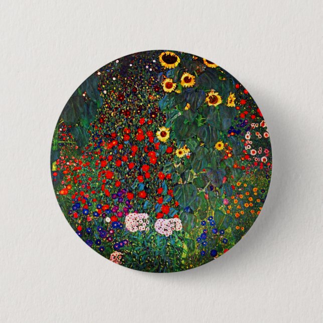 Chapa Redonda De 5 Cm Gustav Klimt Flower Garden (Anverso)