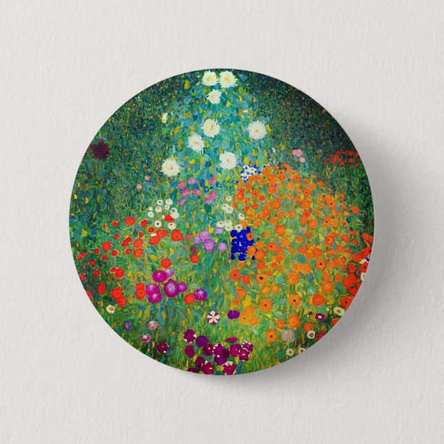 Chapa Redonda De 5 Cm Gustav Klimt Flower Garden (Anverso)