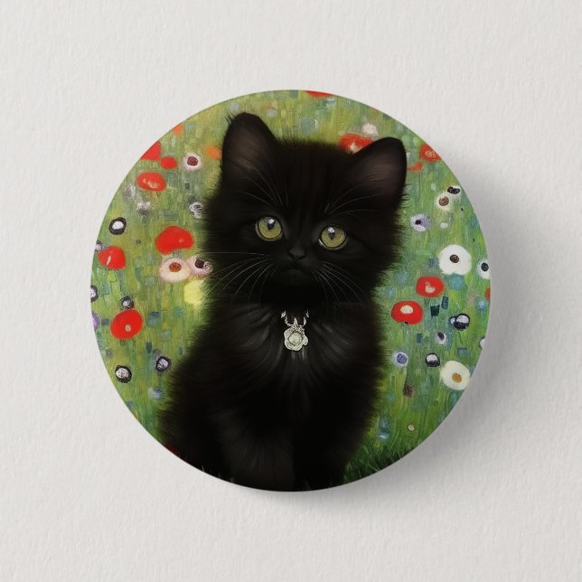 Chapa Redonda De 5 Cm Gustav Klimt Kitten (Anverso)