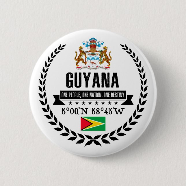 Chapa Redonda De 5 Cm Guyana (Anverso)