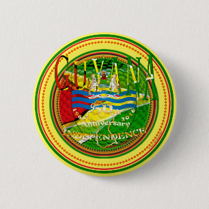 Chapa Redonda De 5 Cm Guyana, 50.o aniversario feliz del ` Lo de la