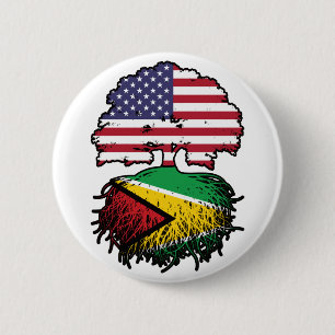 Chapa Redonda De 5 Cm Guyana Guyanesa estadounidense bandera de un árbol