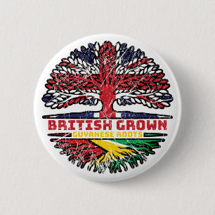 Chapa Redonda De 5 Cm Guyana Guyanese Uk Reino Unido Árbol británico
