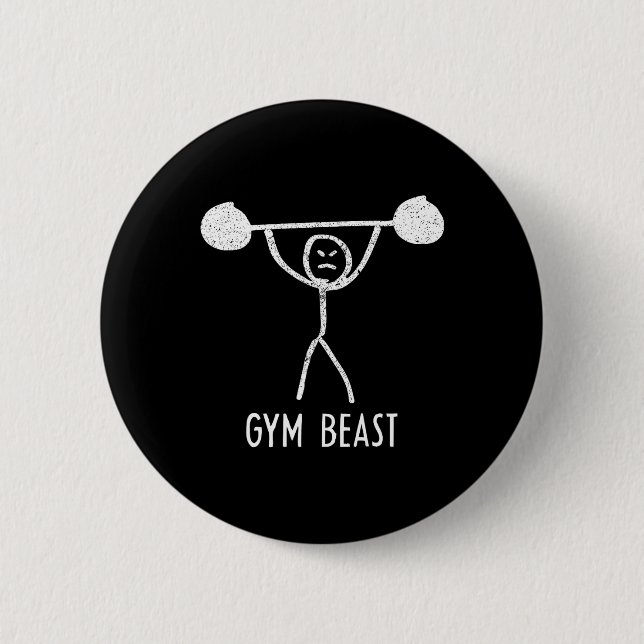Chapa Redonda De 5 Cm Gym Beast Funny Bodybuilding Exercise Fitness Work (Anverso)