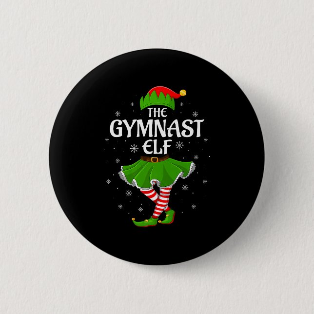 Chapa Redonda De 5 Cm Gymnast Elf Christmas Family Girls Women Elf Squad (Anverso)