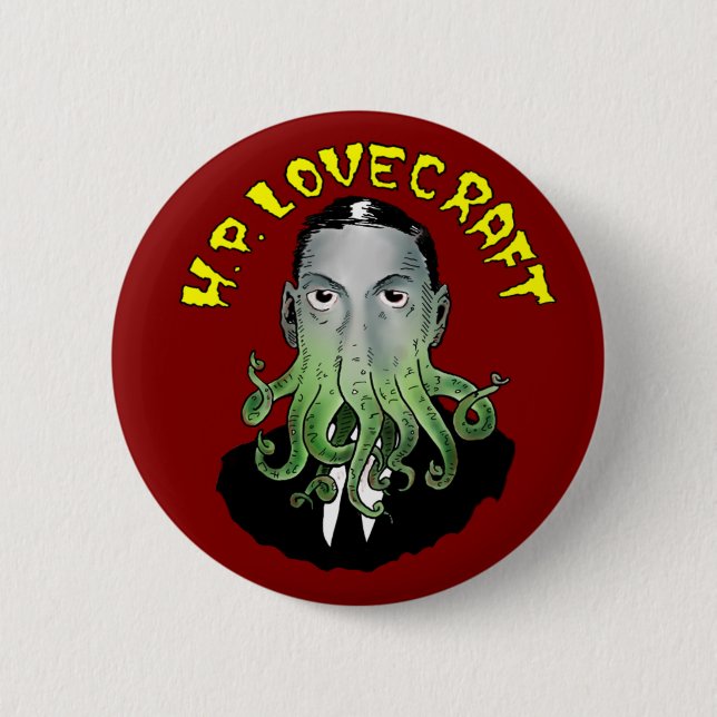 Chapa Redonda De 5 Cm H.P. Lovecraft Button (Anverso)