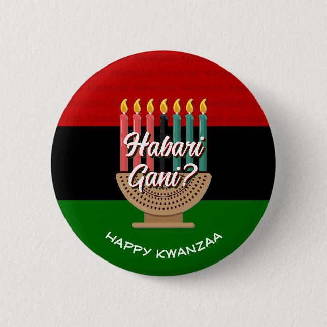 Chapa Redonda De 5 Cm HABARI GANI Kwanzaa (Anverso)