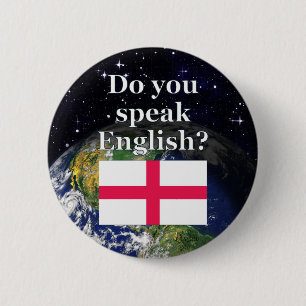 Chapa Redonda De 5 Cm ¿Hablas inglés? Bandera y Tierra