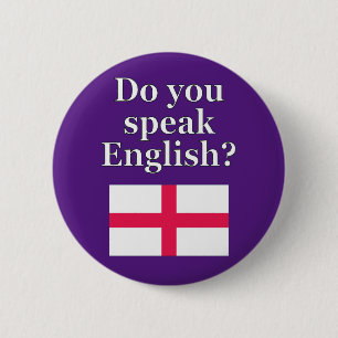 Chapa Redonda De 5 Cm "¿Hablas inglés?" en inglés. Bandera
