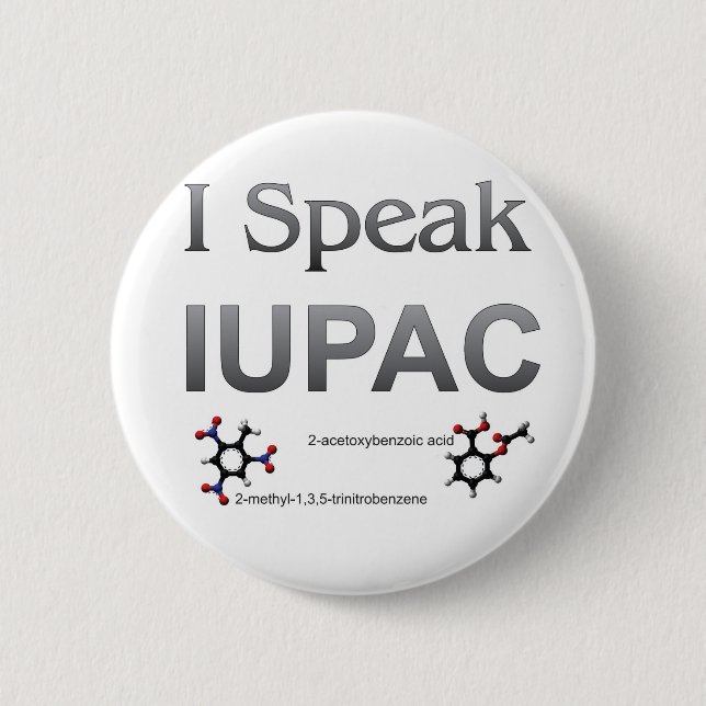 Chapa Redonda De 5 Cm Hablo nomenclatura de la química de IUPAC (Anverso)