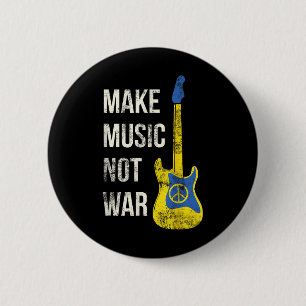 Chapa Redonda De 5 Cm Hacer música, no guerra a los amantes de la guitar