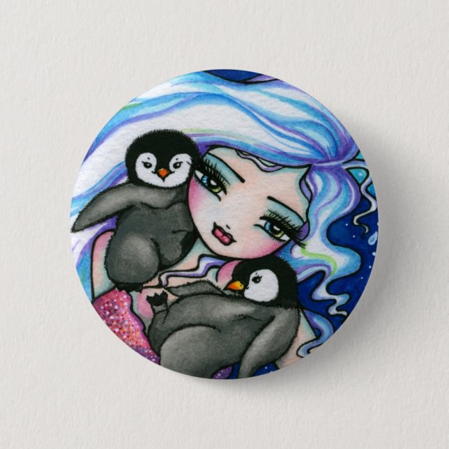 Chapa Redonda De 5 Cm "Hada de la fantasía de los pingüinos del bebé de (Anverso)