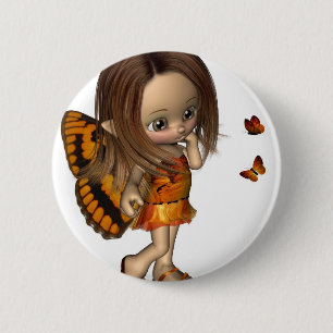Chapa Redonda De 5 Cm Hada de mariposas Toon - Naranja