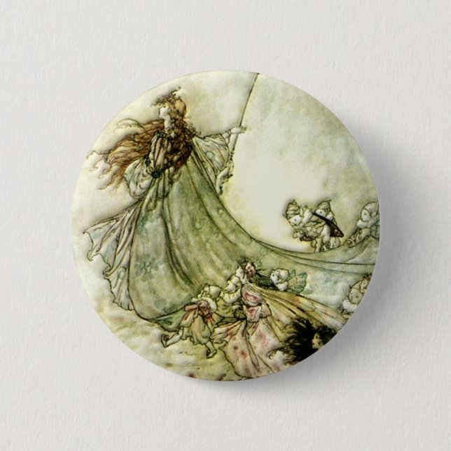 Chapa Redonda De 5 Cm Hadas lejos - Arturo Rackham (Anverso)