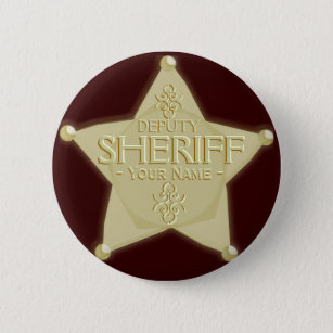 Chapa Redonda De 5 Cm Haga una insignia del ayudante del sheriff de oro