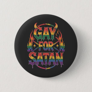 Chapa Redonda De 5 Cm Hail Gay Satan Rainbow Baphomet Devil Goe LGBTQ