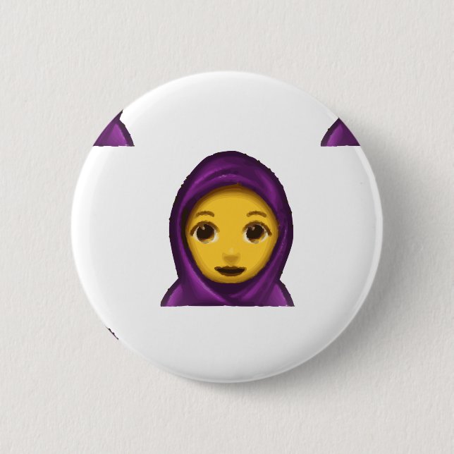 Chapa Redonda De 5 Cm hajib de emoji (Anverso)