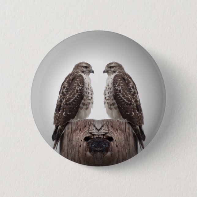 Chapa Redonda De 5 Cm Halcones en un poste (Anverso)