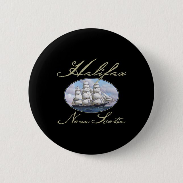 Chapa Redonda De 5 Cm Halifax Nova Scotia Clipper Ship  (Anverso)