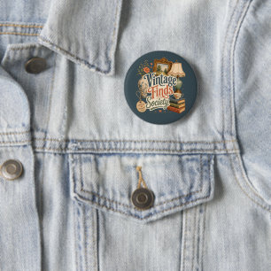 Chapa Redonda De 5 Cm Halla de Antigüedades Encantos Cottagecore Azul 