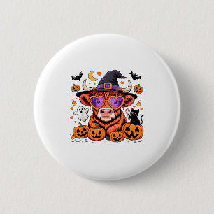 Chapa Redonda De 5 Cm Hallowee de calabaza de bofetada de vaca escocesa