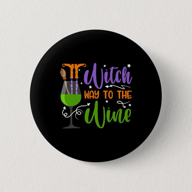 Chapa Redonda De 5 Cm Hallowee Witches Witch way to the wine Costume (Anverso)