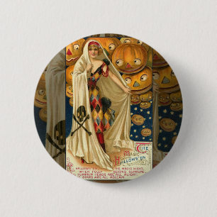 Chapa Redonda De 5 Cm Halloween antiguo Jack O Lantern Costume mujer