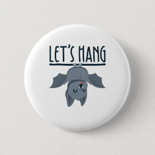 Chapa Redonda De 5 Cm Halloween Bat Cute Spooky Let's Hang