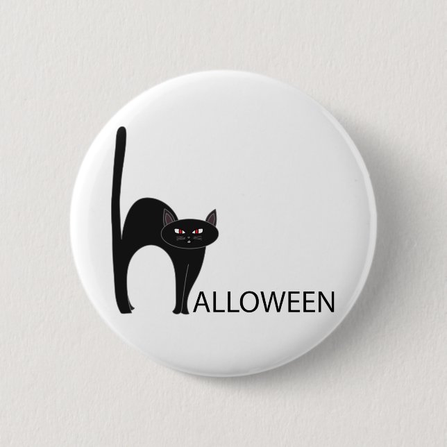 Chapa Redonda De 5 Cm Halloween Black Cat Name (Anverso)