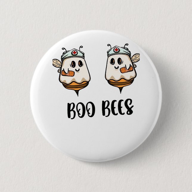 Chapa Redonda De 5 Cm Halloween Boo Bees Enfermera camiseta clásica (Anverso)