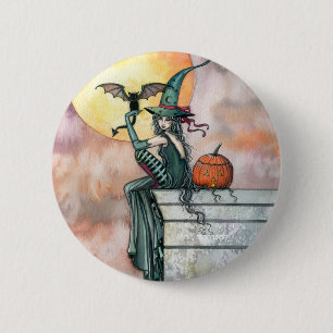 Chapa Redonda De 5 Cm Halloween Bruja Gato Pin de Molly Harrison