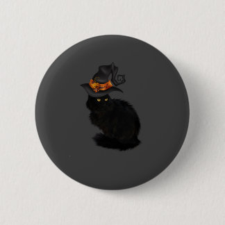 Chapa Redonda De 5 Cm Halloween Button with Black Cat Design