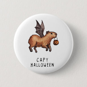 Chapa Redonda De 5 Cm Halloween Capybara