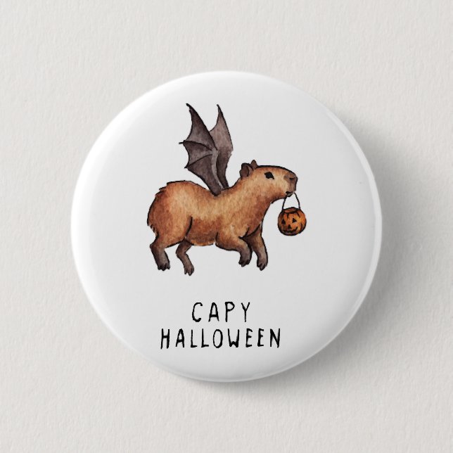 Chapa Redonda De 5 Cm Halloween Capybara (Anverso)